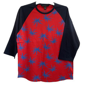 Marc Jacobs Tee 3/4 Sleeve Size L All Over Print Electric Red 🔥NEW🔥Retail $98